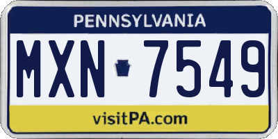 PA license plate MXN7549