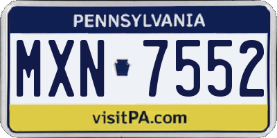 PA license plate MXN7552