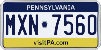 PA license plate MXN7560