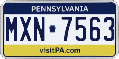 PA license plate MXN7563