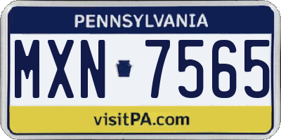 PA license plate MXN7565