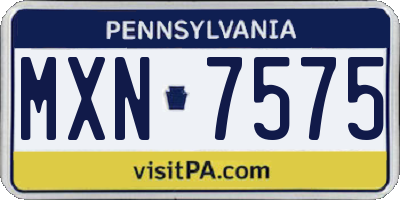 PA license plate MXN7575