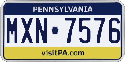 PA license plate MXN7576