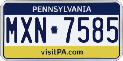 PA license plate MXN7585