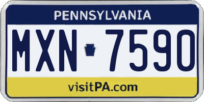 PA license plate MXN7590