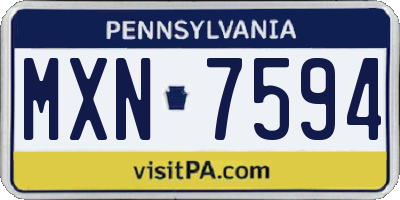 PA license plate MXN7594