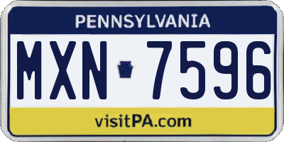 PA license plate MXN7596