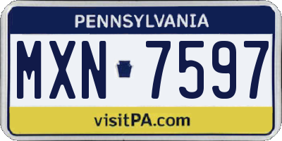 PA license plate MXN7597