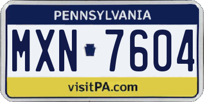 PA license plate MXN7604