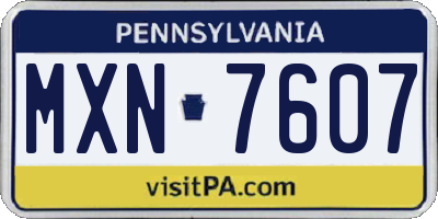 PA license plate MXN7607