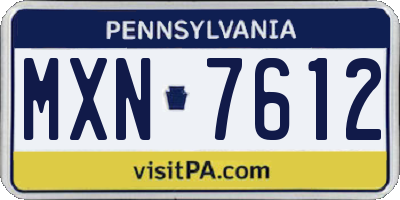 PA license plate MXN7612