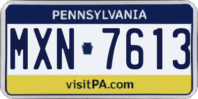 PA license plate MXN7613