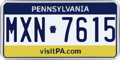PA license plate MXN7615
