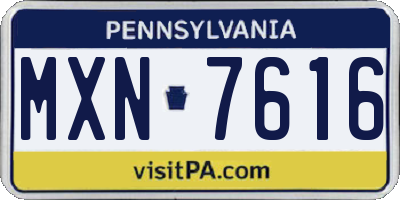 PA license plate MXN7616