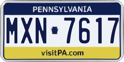 PA license plate MXN7617