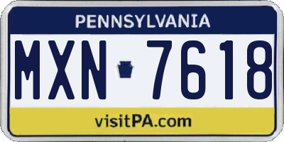 PA license plate MXN7618