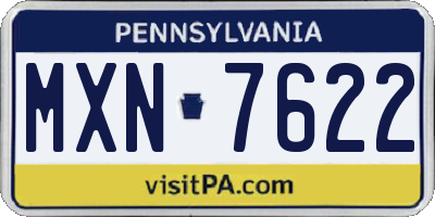 PA license plate MXN7622