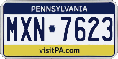 PA license plate MXN7623