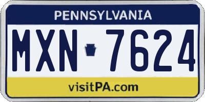 PA license plate MXN7624