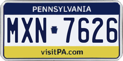PA license plate MXN7626