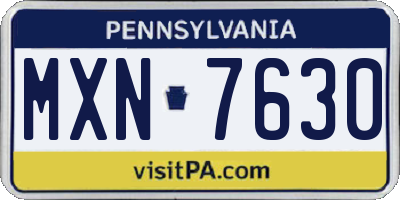 PA license plate MXN7630