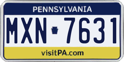 PA license plate MXN7631