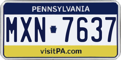 PA license plate MXN7637