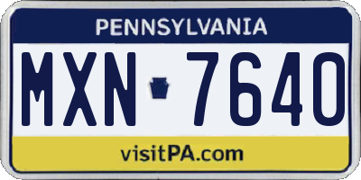 PA license plate MXN7640