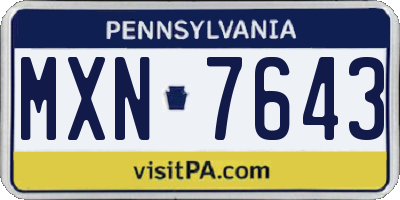PA license plate MXN7643