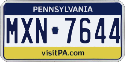 PA license plate MXN7644