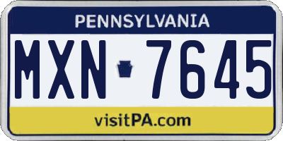 PA license plate MXN7645