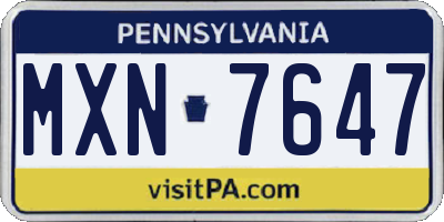 PA license plate MXN7647