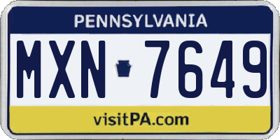 PA license plate MXN7649