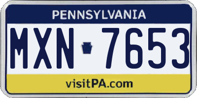 PA license plate MXN7653