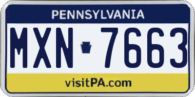 PA license plate MXN7663