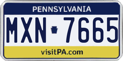 PA license plate MXN7665