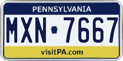 PA license plate MXN7667