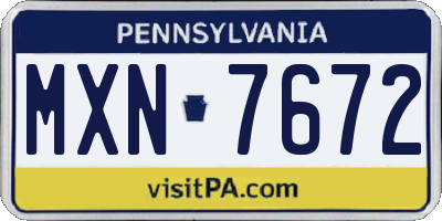 PA license plate MXN7672