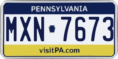 PA license plate MXN7673