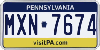 PA license plate MXN7674