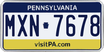 PA license plate MXN7678