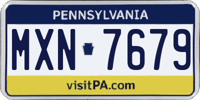 PA license plate MXN7679