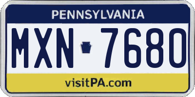 PA license plate MXN7680