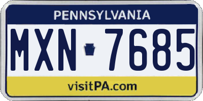 PA license plate MXN7685