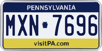 PA license plate MXN7696