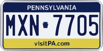 PA license plate MXN7705