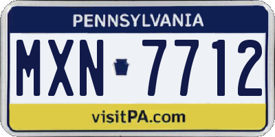 PA license plate MXN7712