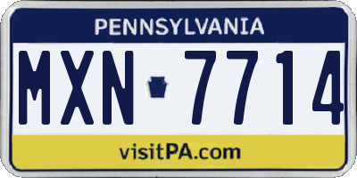 PA license plate MXN7714