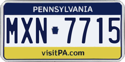 PA license plate MXN7715