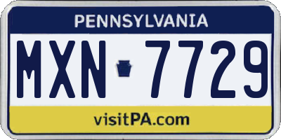 PA license plate MXN7729